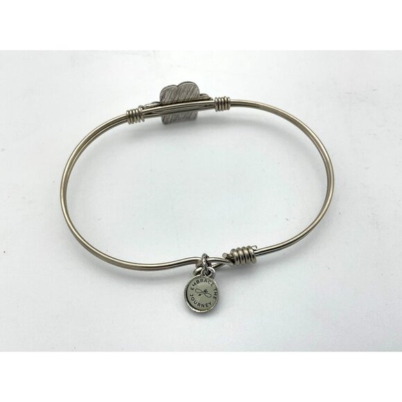 Luca + Danni Silver-Tone Bangle Bracelet Blue Enamel Mittens Charm & Rhinestones - Picture 3 of 5